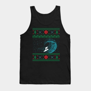 Christmas Surfing Surfboard Surfing Ugly Christmas Tank Top